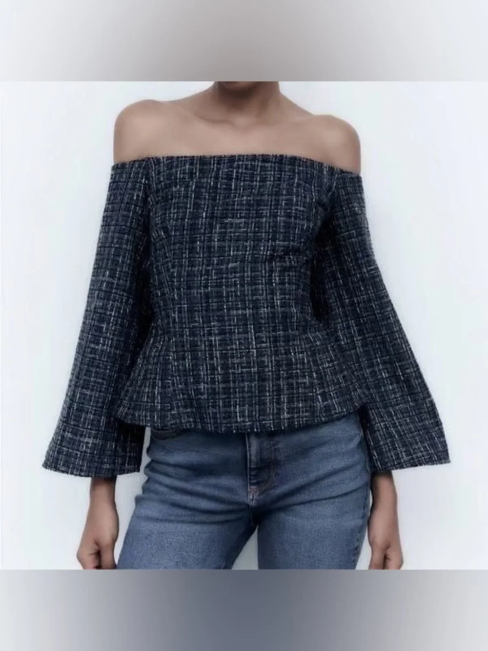 ZARA OFF THE SHOULDER TEXTURED TOP SIZE S 🆕